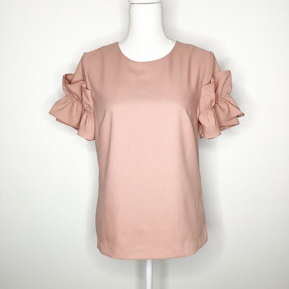 Banana Republic Tops - Banana Republic Pink Short Ruffle Sleeve Top Size Small